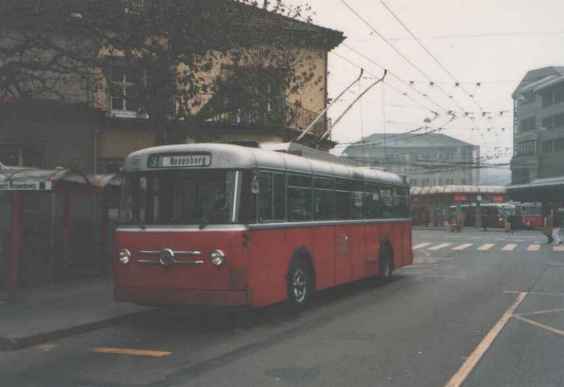 Als letzte Solotrolleybusse waren die 1960 beschafften Wagen 50-57 bis 1995 im Einsatz. Foto: J. Lehmann