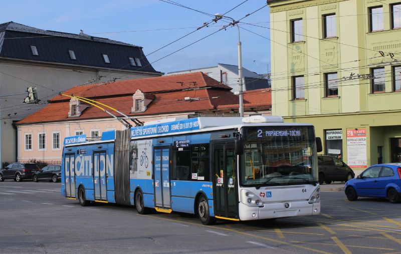 Wagen 64 ist einer von 30 Gelenktrolleybussen des Typs Skoda 25Tr. Foto: J.Lehmann 24.5.2019