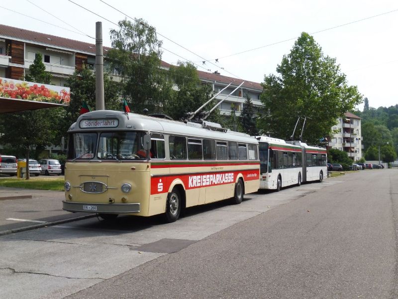 Henschel-Trolleybus 22 in der Wendeschleife Lerchenäcker bei der die TAB-Abnahme am 1.7.2019. Foto: R. Kiebler