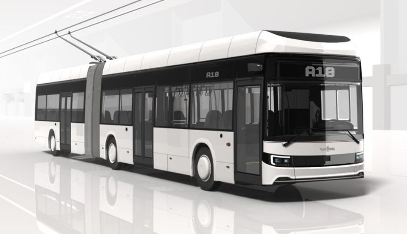 Zeichnung des Gelenktrolleybusses VanHool A18. Quelle: SVE Vorlage zum Gemeinderatsbeschluss am 17.10.2022