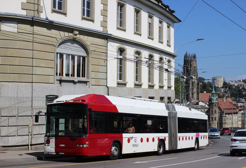 Foto: Der inzwischen 15 Jahre alte MAN/Hess Nr.521 im Einsatz auf der Linie 1 am 5.9.2018. Aufnahme: J. Lehmann