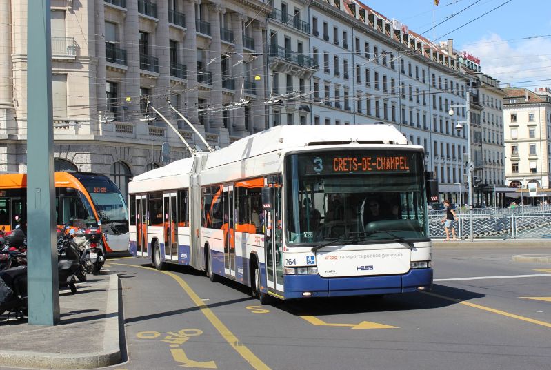 Der Ersatz der 38 SwissTrolleys der Serie 37 vom Baujahr 2005 ist für 2025 vorgesehen, hier Wagen 764, der am 27.11.2005 in Betrieb genommen wurde. Foto: J.Lehmann, 22.6.2021