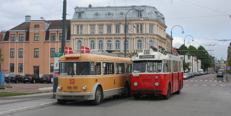 Anläßlich des VDV-AK Obus-Treffen in Landskrona am 16. und 17. Mai 2011 konnten die beiden Museumswagen 101 aus Kopenhagen und 4038 aus Stockholm festgehalten werden. Foto: J.Lehmann, mehr siehe: