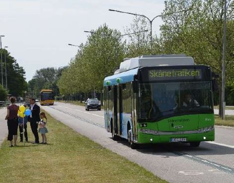 SlideIn-Trolleybus 6994 bei der Eröffnung der E-Road in Lund am 4.6.2020. Foto: Per Gunnar Anderssen