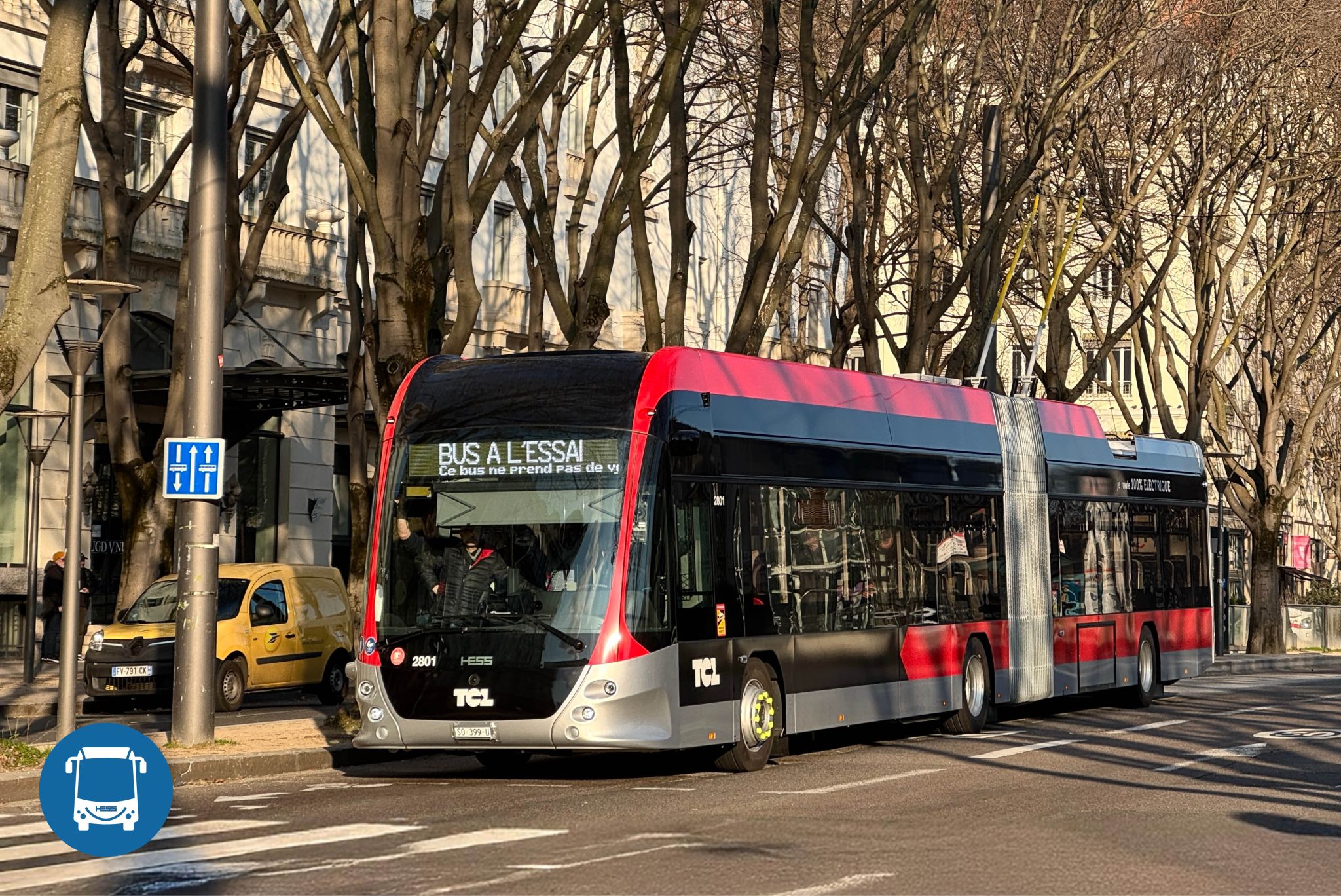 Erste Aufnahme des LighTram 2801 in Lyon. Foto: Carrosserie Hess
