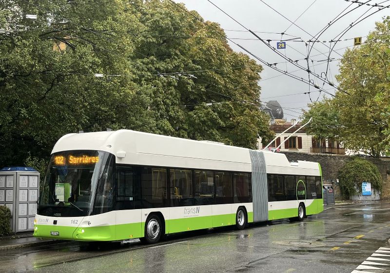 LighTram 162 absolvierte auf der Linie 102 am 26.10.23 seinen ersten EInsatz. Foto: Jovan Gatschet, siehe