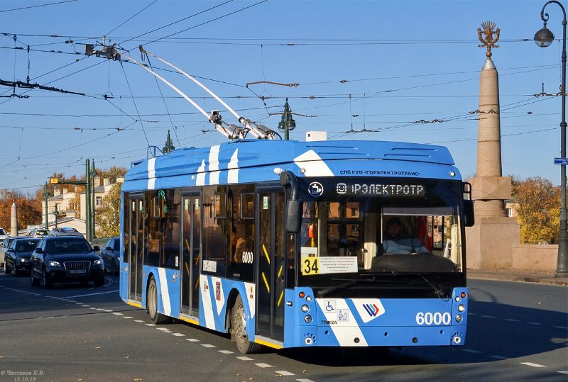 Wagen 6000, ein Trolza-5265.02 “Megapolis” gehörte zur ersten Lieferung von Batterie-Trolleybussen im August 2017, er trug zuerst die Nr.1000. Foto: Konstantin Chistyakov, 15.10.2018
