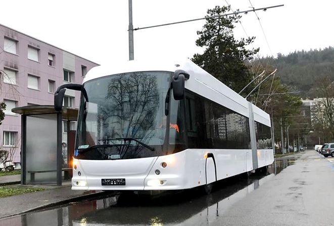 Der erste Hess/Kiepe - Gelenktrolleybus zu Testfahrten in Biel. Foto: William Dos Santos Lopes, 02.03.2020