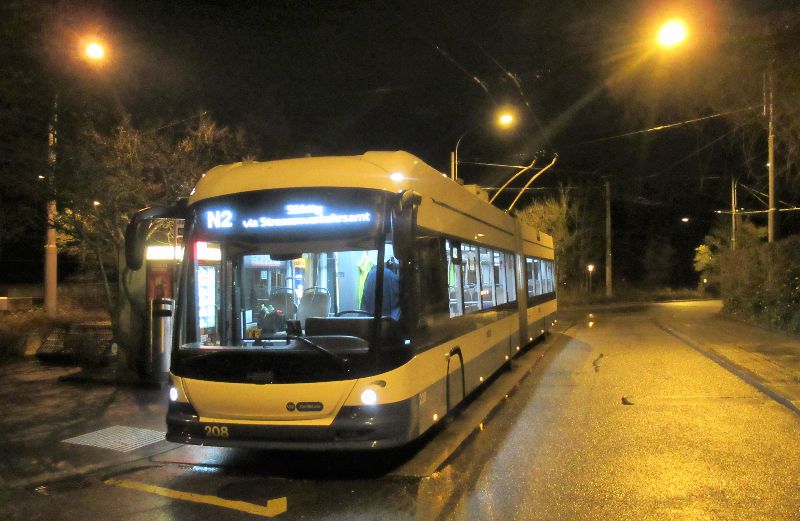 LighTram 208 im Einsatz auf der Nachtbuslinie N2 in Holzerhurd. Foto: J.Lehmann