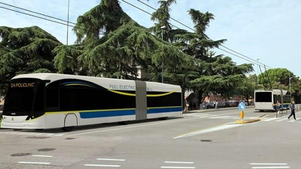 Zeichnung mit zwei Hess SwissTrolley/Kiepe Electric, aus: